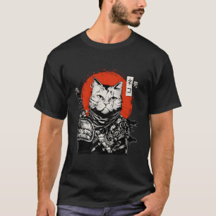 Camiseta Gato Japonês Samurai Bushido Guerreiro Espada Kata
