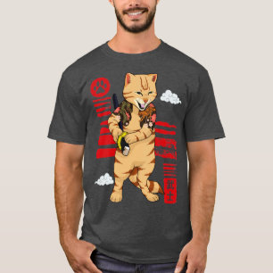 Camiseta Gato Japonês Samurai Kaiju Gueror Ronin Bushido K