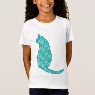 Camiseta Gato Japonês, Turquoise Kimono Impressão