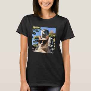 Camiseta Gato Japonês Usando Óculos de Sol No Bu De Kamakur
