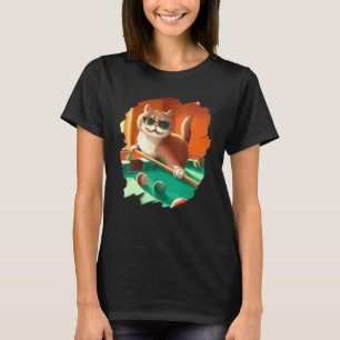 Camiseta Gato Jogando Bilhar na Sala de Estar Cool Cats