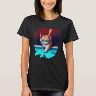 Camiseta Gato Jogando Bilhar no Lounge Cool Cats 1
