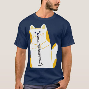 Camiseta Gato Jogando Clarinet