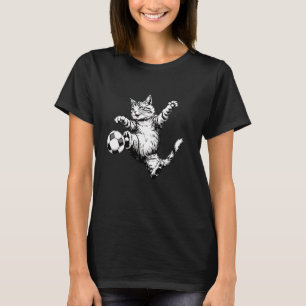 Camiseta Gato Jogando Futebol De Bola De Futebol Engraçado