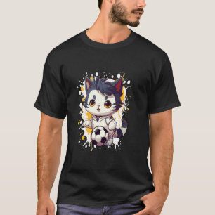 Camiseta Gato Jogando Futebol Quadrinho Fofo