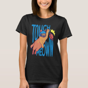 Camiseta Gato Jogando Futebol Touchdown Meown Gráfico Crewn