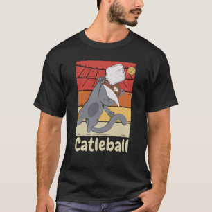 Camiseta Gato Jogando Jogo de Pickle ball Gato Vintage Pick