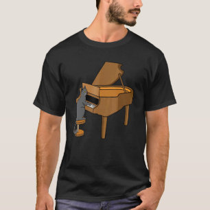 Camiseta Gato Jogando Piano Jogador de Música Professor Mús