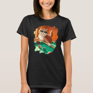 Camiseta Gato Jogando Piscina Bilhar em Gatos Legal de Salã