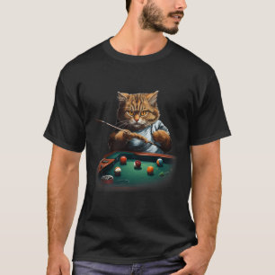 Camiseta Gato Jogando Piscina Bilhares Legal Gatos Engraçad