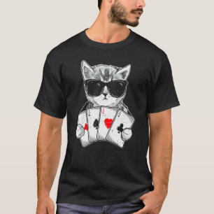 Camiseta Gato Jogando Pôquer Cassino Dealer Jogador de Pôqu