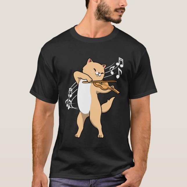 Camiseta Gato Jogando Presente Violino Violinista (Frente)