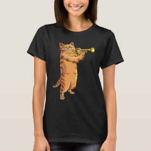 Camiseta Gato Jogando Trompete Fã Musical de Gatinho Gelado