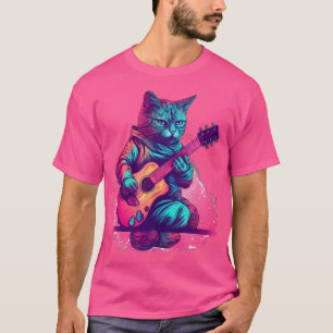 Camiseta Gato Jogando Violão Acústico