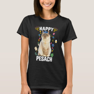 Camiseta Gato Judeu Kippah Feliz Páscoa Matzah Pessach Feri
