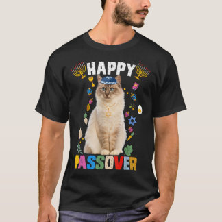 Camiseta Gato Judeu Kippah Feliz Passover Matzah Passover H
