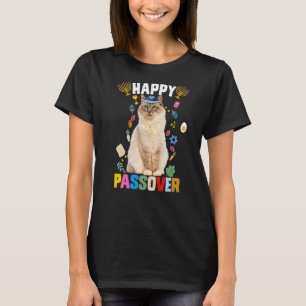 Camiseta Gato Judeu Kippah Feliz Passover Matzah Passover H