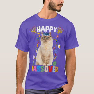 Camiseta Gato Judeu Kippah Feliz Passover Matzah Passover H