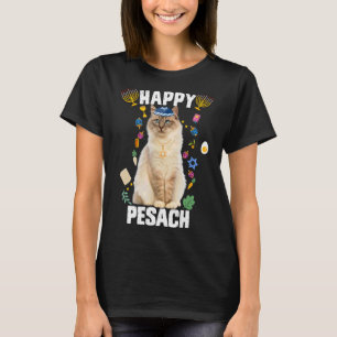 Camiseta Gato Judeu Kippah Feliz Pesach Matzah Passover Hol