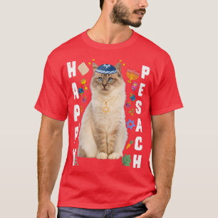 Camiseta Gato Judeu Kippah Feliz Pesach Matzah Passover Hol