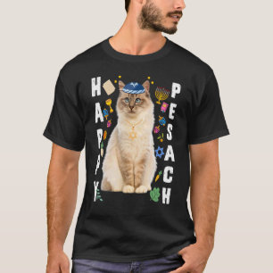 Camiseta Gato Judeu Kippah Feliz Pesach Matzah Passover Hol