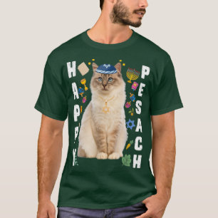 Camiseta Gato Judeu Kippah Feliz Pesach Matzah Passover Hol