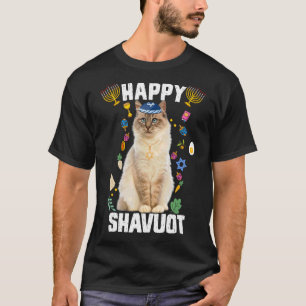 Camiseta Gato Judeu Kippah Happy Shavuot Matzah Shavuot Hol