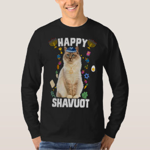Camiseta Gato Judeu Kippah Happy Shavuot Matzah Shavuot Hol