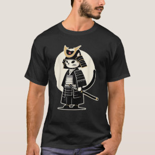 Camiseta Gato Kawaii Anime Japonês Retro Samurai Novidade F