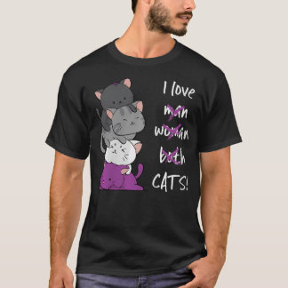 Camiseta Gato Kawaii - Bandeira de Orgulho Assexual Filho