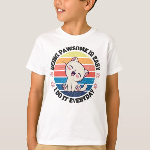 Camiseta Gato Kawaii branco e bonito