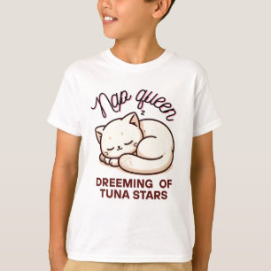 Camiseta Gato Kawaii Engraçado Nap Queen T-Shirt