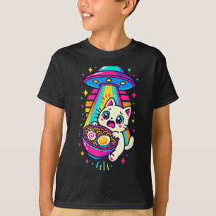 Camiseta Gato Kawaii Engraçado Ramen Ufo Anime Japonês Mulh