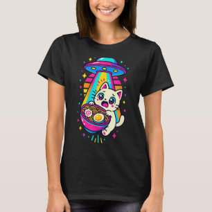 Camiseta Gato Kawaii Engraçado Ramen Ufo Anime Japonês Mulh