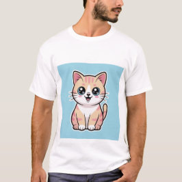 Camiseta Gato Kawaii Feliz Sorridente - Gatinho Pastel ✨🐾