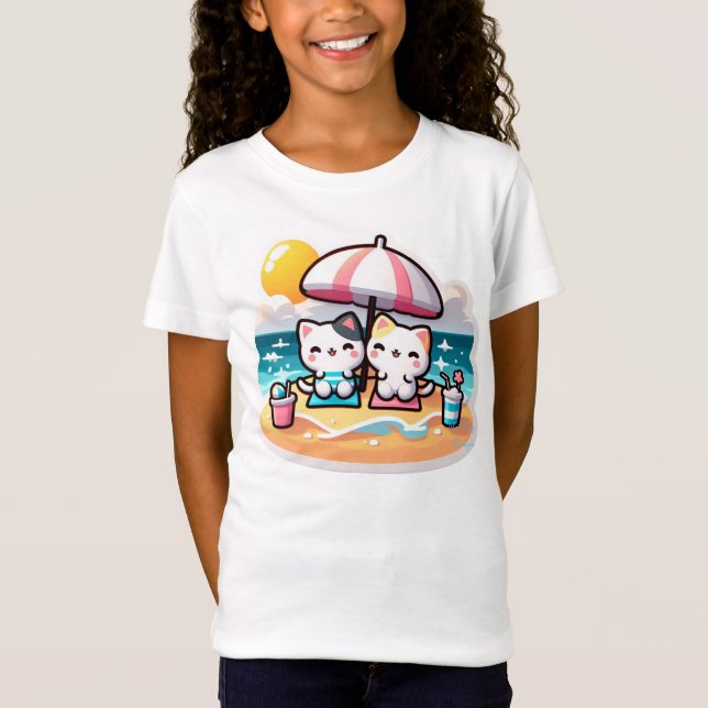 Camiseta Gato kawaii fofo (Frente)