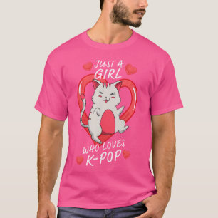 Camiseta Gato Kawaii Fofo Apenas Uma Garota Que Ama K-Pop C