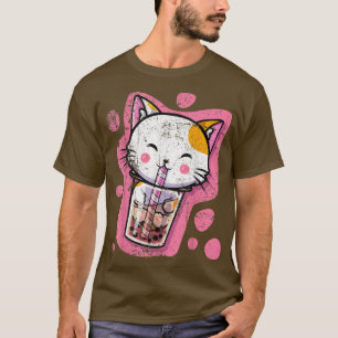 Camiseta Gato Kawaii Gato Borracha Chá Animas Japonesas ou