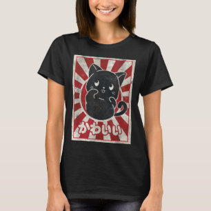 Camiseta Gato Kawaii Gato Negra Japonês Gato