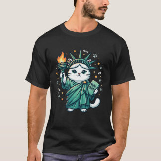 Camiseta Gato Kawaii Liberdade Tocha Nova York Felino Patri