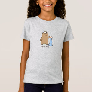Camiseta Gato Kawaii Marrom Derramando Água Ilustração Engr