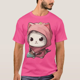 Camiseta Gato Kawaii Ninja Bonito Com Estilo Japanês