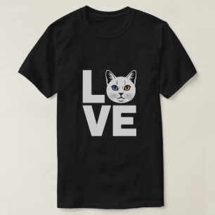 Camiseta Gato Khao Manee Amor Olhar Ímpar Design