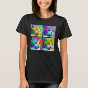 Camiseta Gato Khao Manee Ilustração Pop Animal Colorido