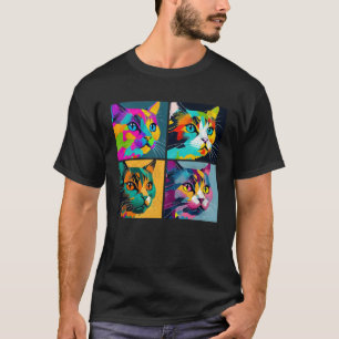 Camiseta Gato Khao Manee Ilustração Pop Animal Colorido