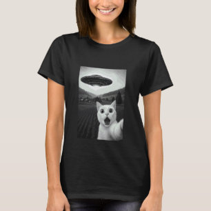 Camiseta Gato Khao Manee Selfie Engraçado Meme de Abdução A