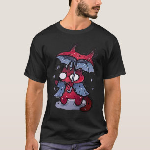 Camiseta Gato Krampus Pastel Goth Fofo Diabo Sinistro Gato