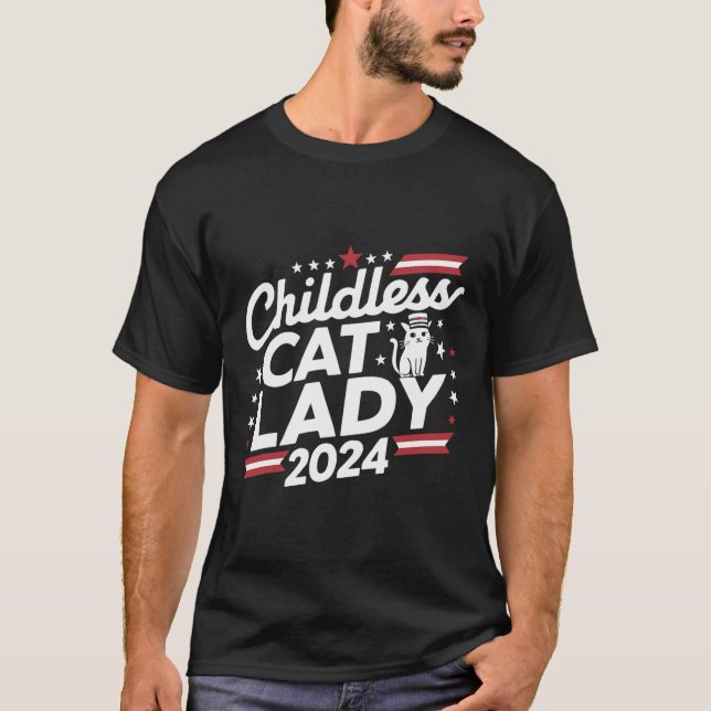 Camiseta Gato Lady 2024 Engraçado Eleição Política Democrat (Frente)