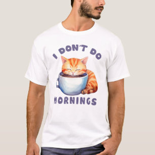 Camiseta Gato Laranja Bonito - Eu não faço manhãs