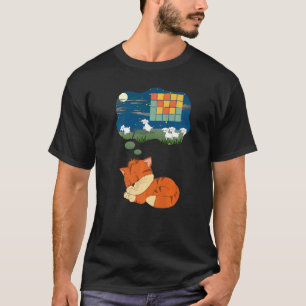 Camiseta Gato Laranja Canela Contando Carneiros Sonhando Re